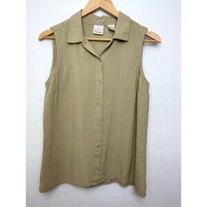 EP Pro Golf Womens Sleeveless Silk Blouse Tan Medium